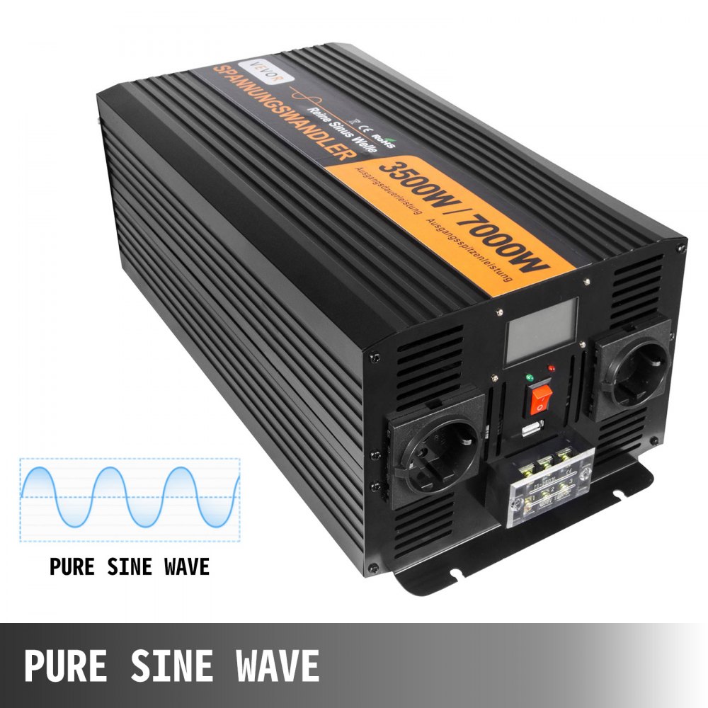 Inversor De Corriente De Onda Pura Convertidor Con Remote Cable 3500w - 7000w