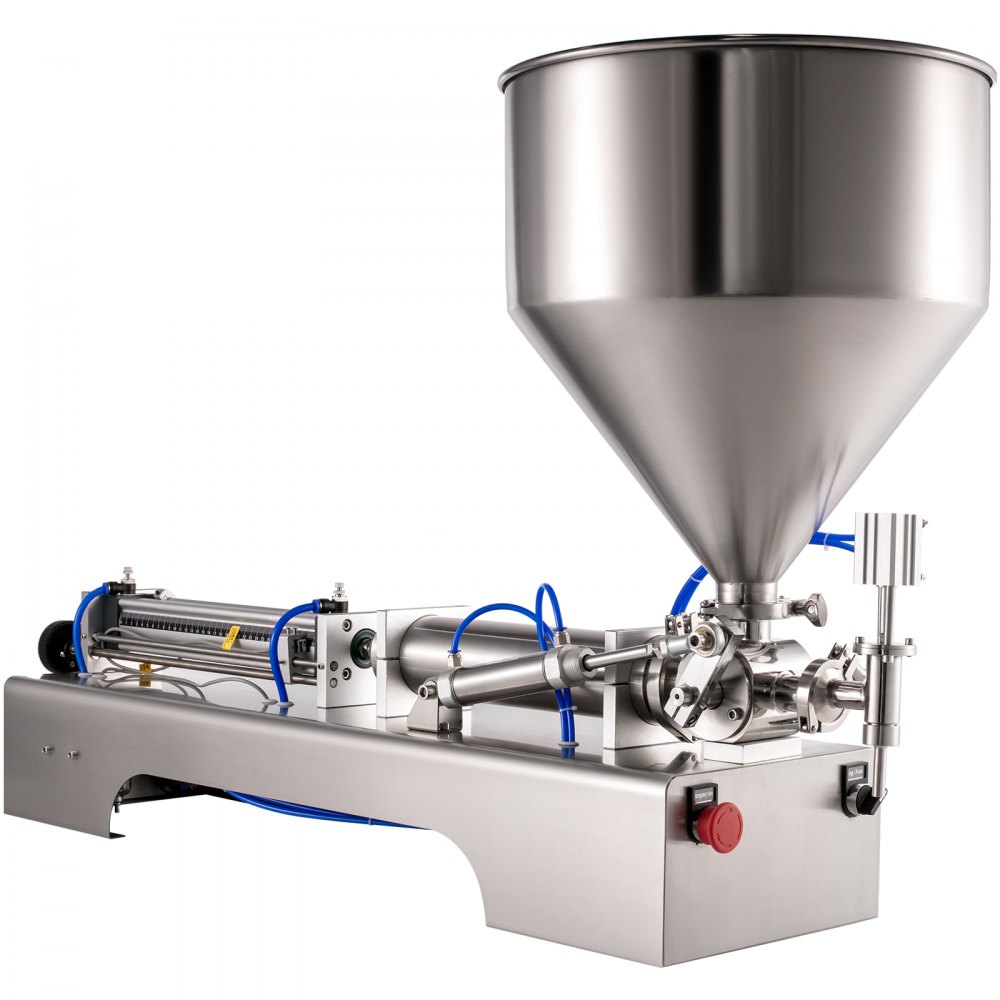 VEVOR Máquina de Llenado Líquido 100-1000mL Máquina de Relleno de Pasta Horizontal con Tolva 30L, Máquina de Llenado de Pasta Semiautomática 220V de Acero Inoxidable para Aceite/Crema/Salsa Caliente