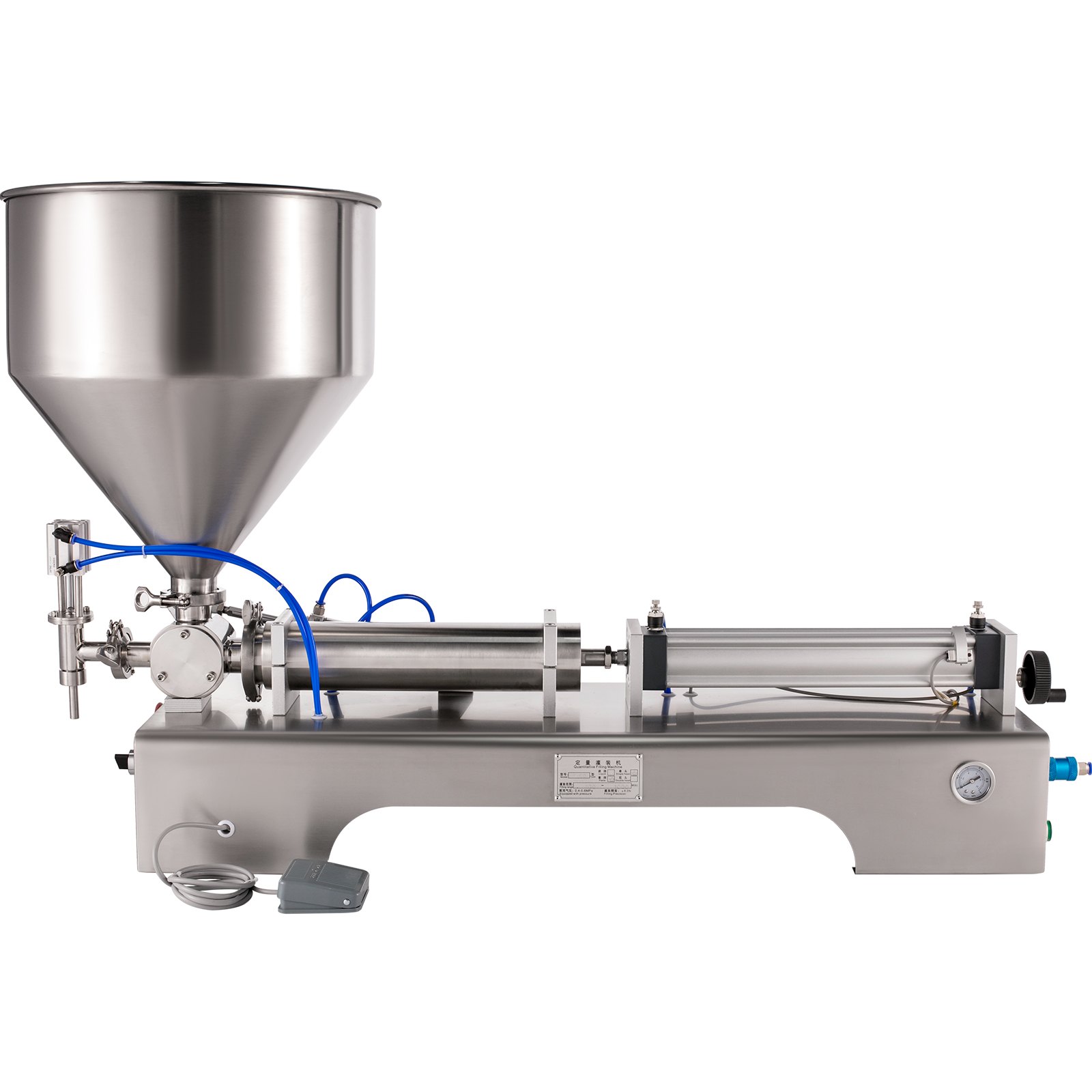 VEVOR Máquina de Llenado Líquido 100-1000mL Máquina de Relleno de Pasta Horizontal con Tolva 30L, Máquina de Llenado de Pasta Semiautomática 220V de Acero Inoxidable para Aceite/Crema/Salsa Caliente