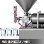 VEVOR Máquina de Llenadora Neumática de Pistón 1000-5000 ml Llenadora de Pistón Neumático 220 V / 50 Hz Máquina de Llenado de Pasta con Cabezal único y Volumen de Tolva 40 L, para Agua / Vino / Leche