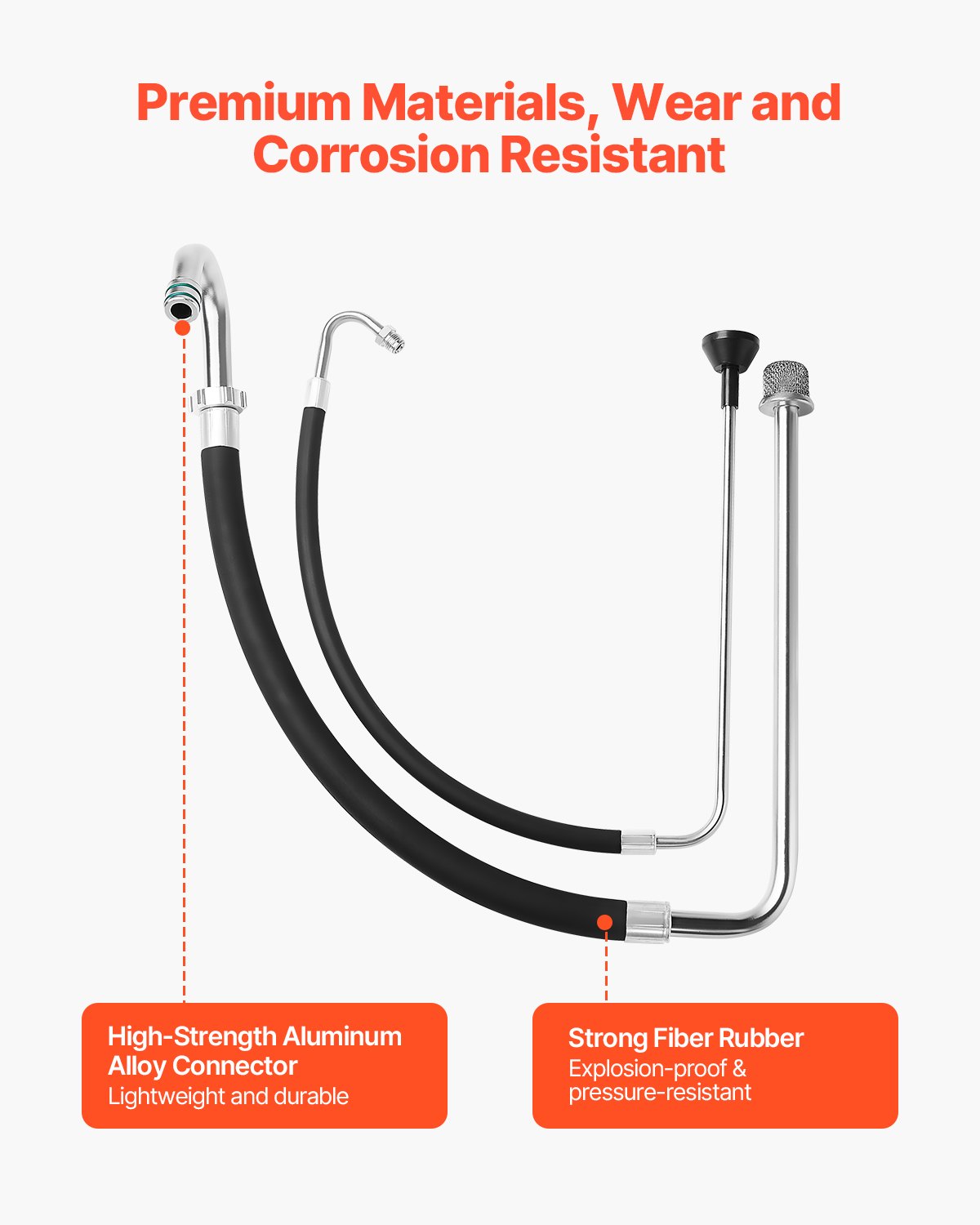 VEVOR suction hose and return line set made of aluminum alloy and rubber, tool part for paint sprayers, compatible with several airless spray/line painting machines