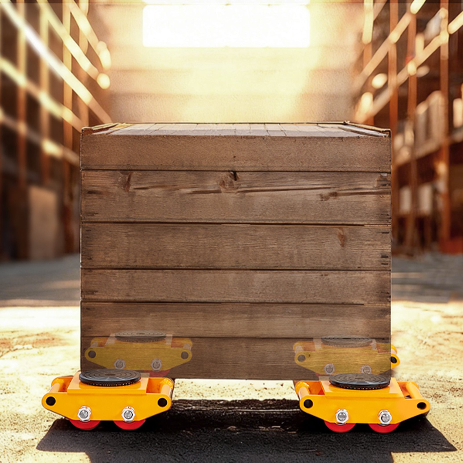 VEVOR 4PCS Patín de Transporte de Maquinaria de Acero al Carbono Ruedas para Mover Muebles Pesados Carga de 8 T con Base Antideslizante Rotación de 360° de 4 Ruedas de PU para Almacén Taller Fábrica