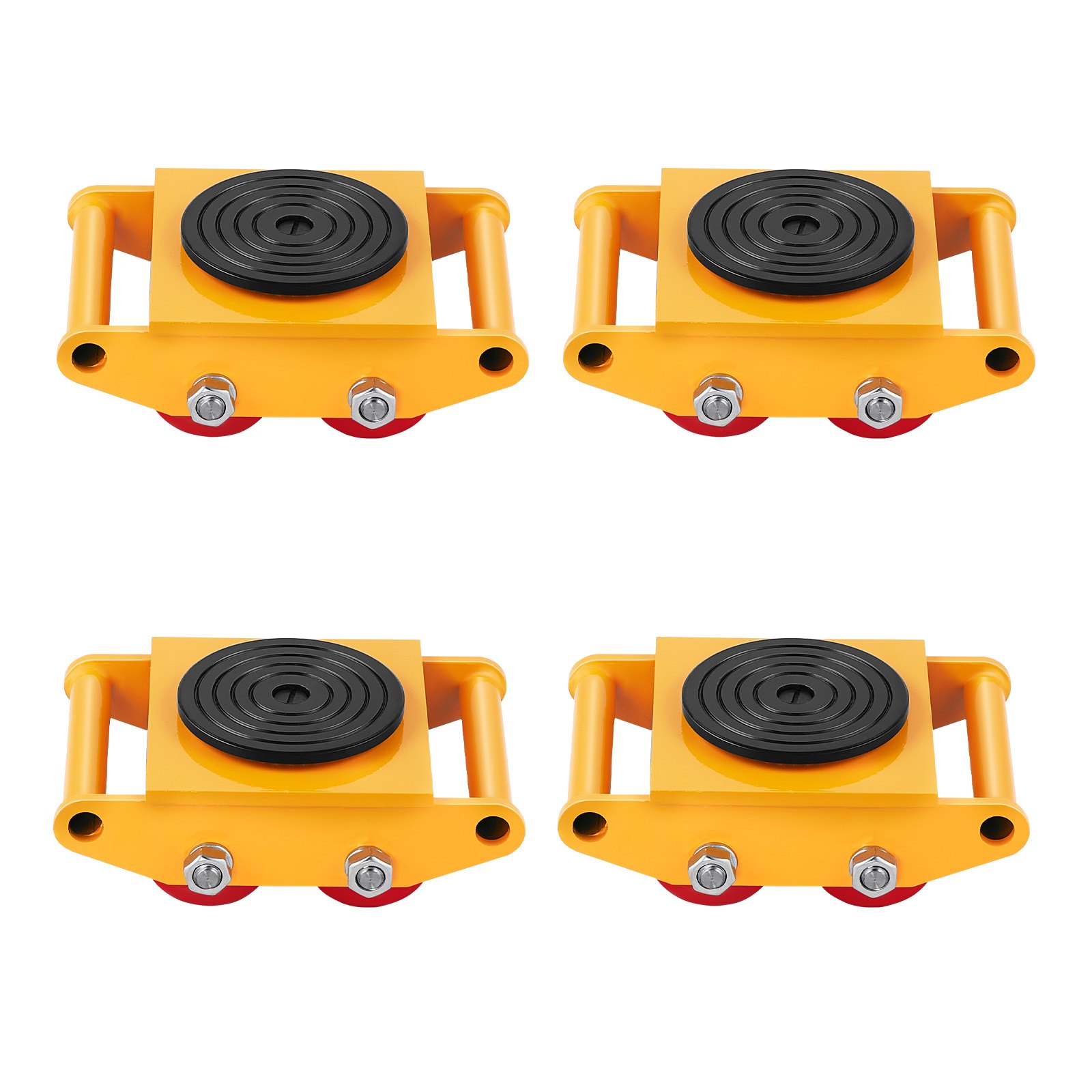 VEVOR 4PCS Patín de Transporte de Maquinaria de Acero al Carbono Ruedas para Mover Muebles Pesados Carga de 8 T con Base Antideslizante Rotación de 360° de 4 Ruedas de PU para Almacén Taller Fábrica