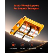 VEVOR 4PCS Patín de Transporte de Maquinaria Ruedas para Mover Muebles Pesados Carga de 12 T con Base Antideslizante Rotación de 360° de 4 Ruedas de Acero al Carbono para Almacén Taller Fábrica Hogar