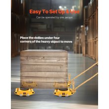 VEVOR 4PCS Patín de Transporte de Maquinaria Ruedas para Mover Muebles Pesados Carga de 12 T con Base Antideslizante Rotación de 360° de 4 Ruedas de Acero al Carbono para Almacén Taller Fábrica Hogar