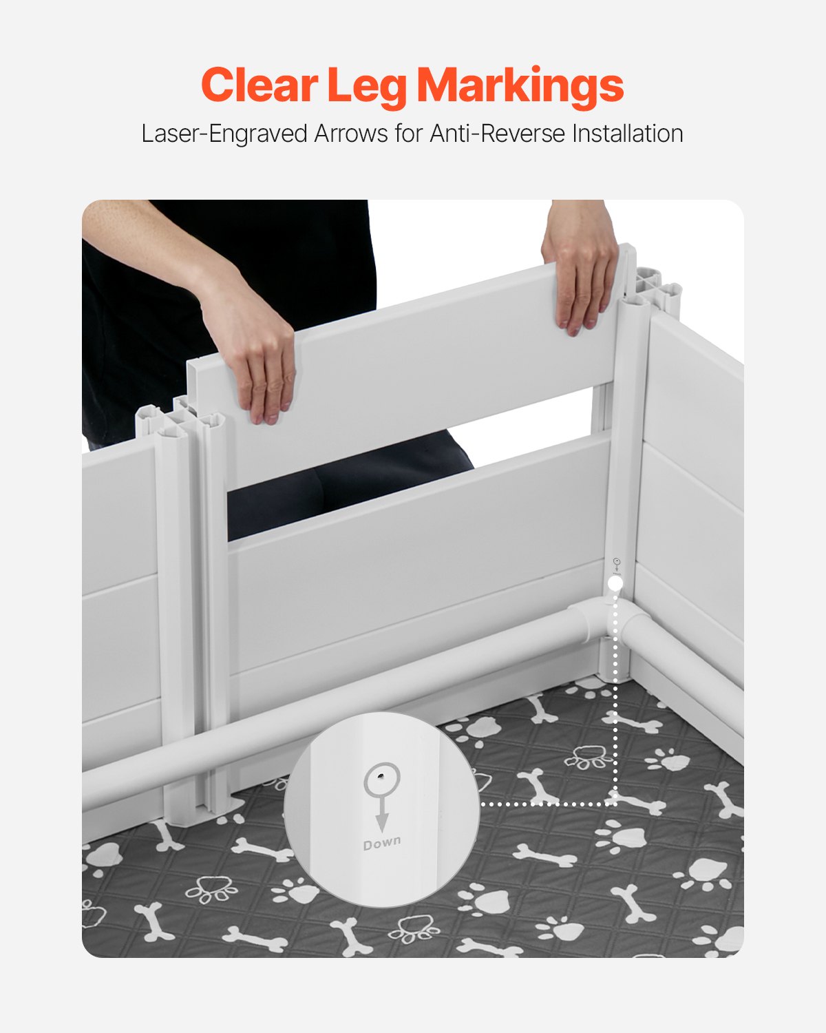 VEVOR Caja de Parto para Perros, Corral de Plástico 1865 x 970 x 500 mm con Puerta de Altura Ajustable, Almohadilla Impermeable para Orina, Kit de Parto Duradero para Perros Medianos, Gris