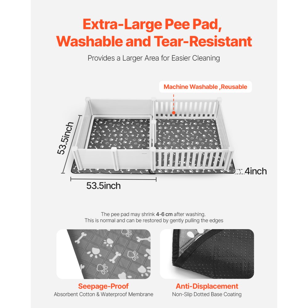 VEVOR Caja de Parto para Perros de Plástico PVC 237x123x46 cm para Perros Extragrandes 2 Habitaciones con Puerta de Altura Ajustable y Almohadilla Lavable para Orina Ideal para Cachorros de Interior