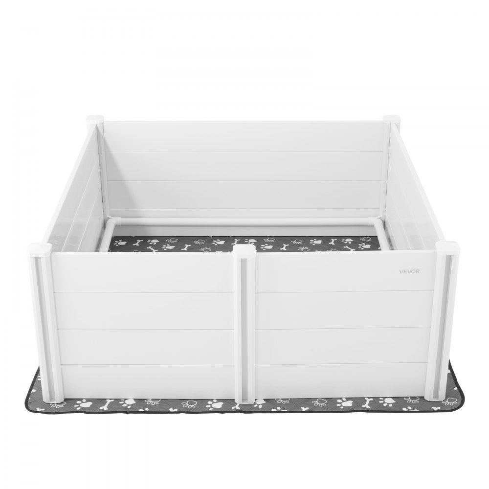 VEVOR Caja de Parto para Perros de Plástico PVC 152 x 152 x 61 cm para Perros Extragrandes con Puerta de Altura Ajustable y Almohadilla Lavable para Orina Ideal para Cachorros de Interior, Blanco