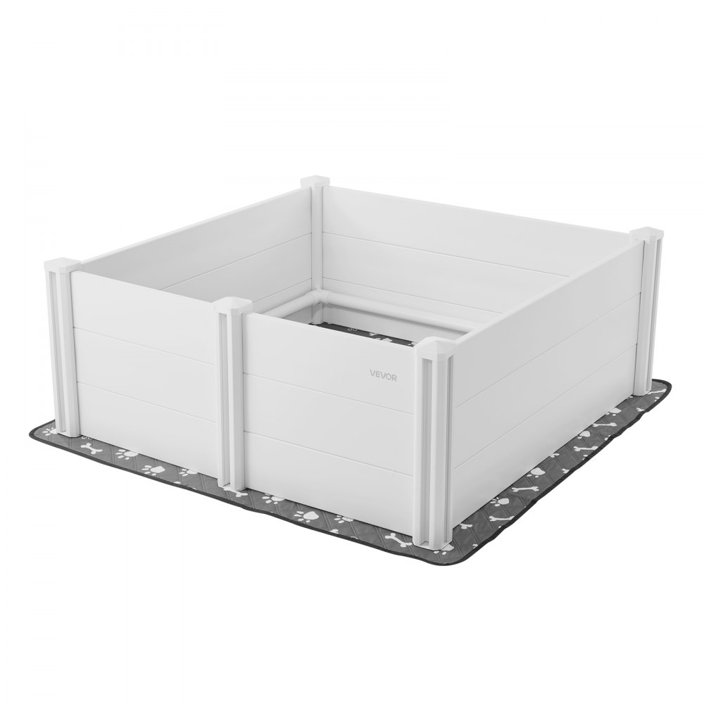 VEVOR Caja de Parto para Perros de Plástico PVC 1220 x 1220 x 460 mm para Perros Grandes con Puerta de Altura Ajustable y Almohadilla Lavable para Orina Ideal para Cachorros de Interior, Blanco