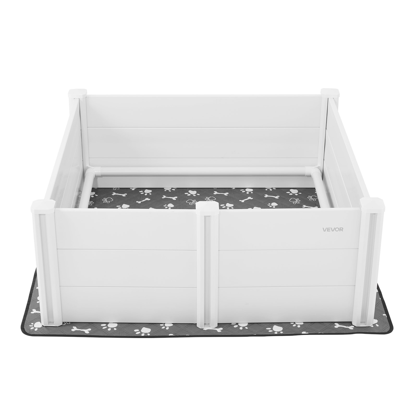 VEVOR Caja de Parto para Perros de Plástico PVC 1220 x 1220 x 460 mm para Perros Grandes con Puerta de Altura Ajustable y Almohadilla Lavable para Orina Ideal para Cachorros de Interior, Blanco