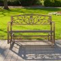 VEVOR Banco de Jardín de Metal 127 cm con Estructura de Acero al Carbono, Respaldo de Hierro Fundid, Reposabrazos, Banco para Exterior, Ideal para Patio, Jardín, Parque, Porche, Color Bronce Antiguo