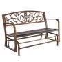 VEVOR Banco de Jardín de Metal 127 cm con Estructura de Acero al Carbono, Respaldo de Hierro Fundid, Reposabrazos, Banco para Exterior, Ideal para Patio, Jardín, Parque, Porche, Color Bronce Antiguo
