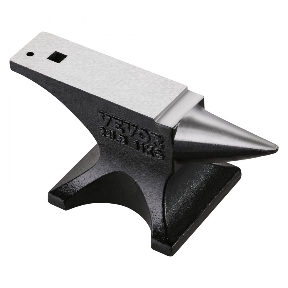 VEVOR Yunque de Un Solo Cuerno 11,5 kg Yunque de Acero Fundido Yunque de Cuerno Redondo Resistente de Alta Dureza para Herreros con Encimera y Base Estable para Doblar, Dar Forma, Torcer Metales