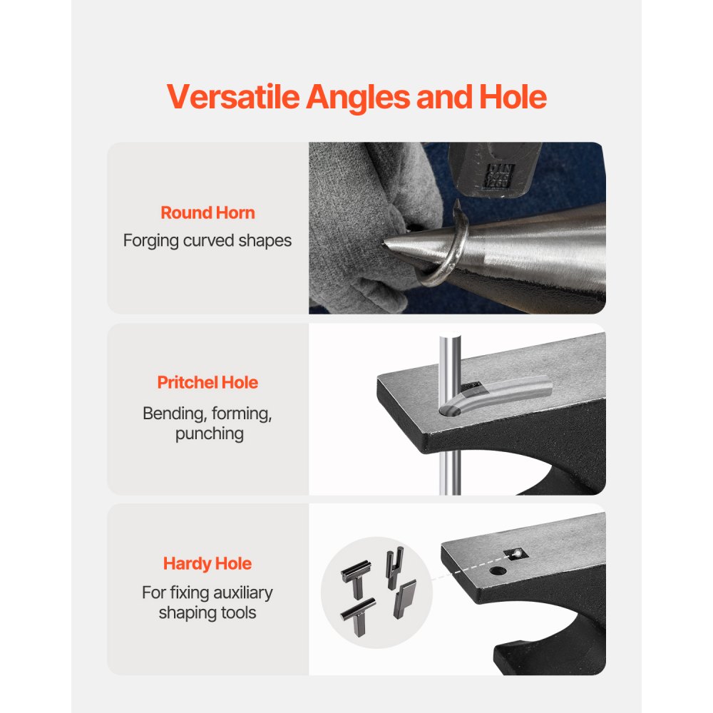 VEVOR Single Horn Anvil, Heavy Cast Steel Anvil, 11.5 kg, Robust Round Horn Anvil with High Hardness & Stable Base, Metalworking Tool for Bending, Shaping, and Twisting Metal