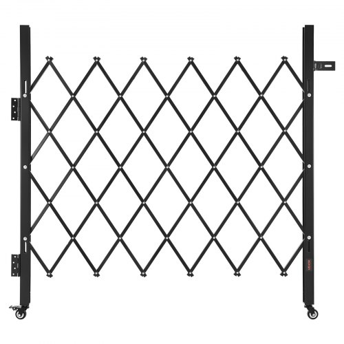 VEVOR Puerta de Seguridad Plegable Individual, Puerta Retráctil  de Tijera de Acero 110 x 131 cm con Cerradura y Ruedas Giratorias de 360° para Seguridad de Entrada, Garaje, Almacén y Piscina