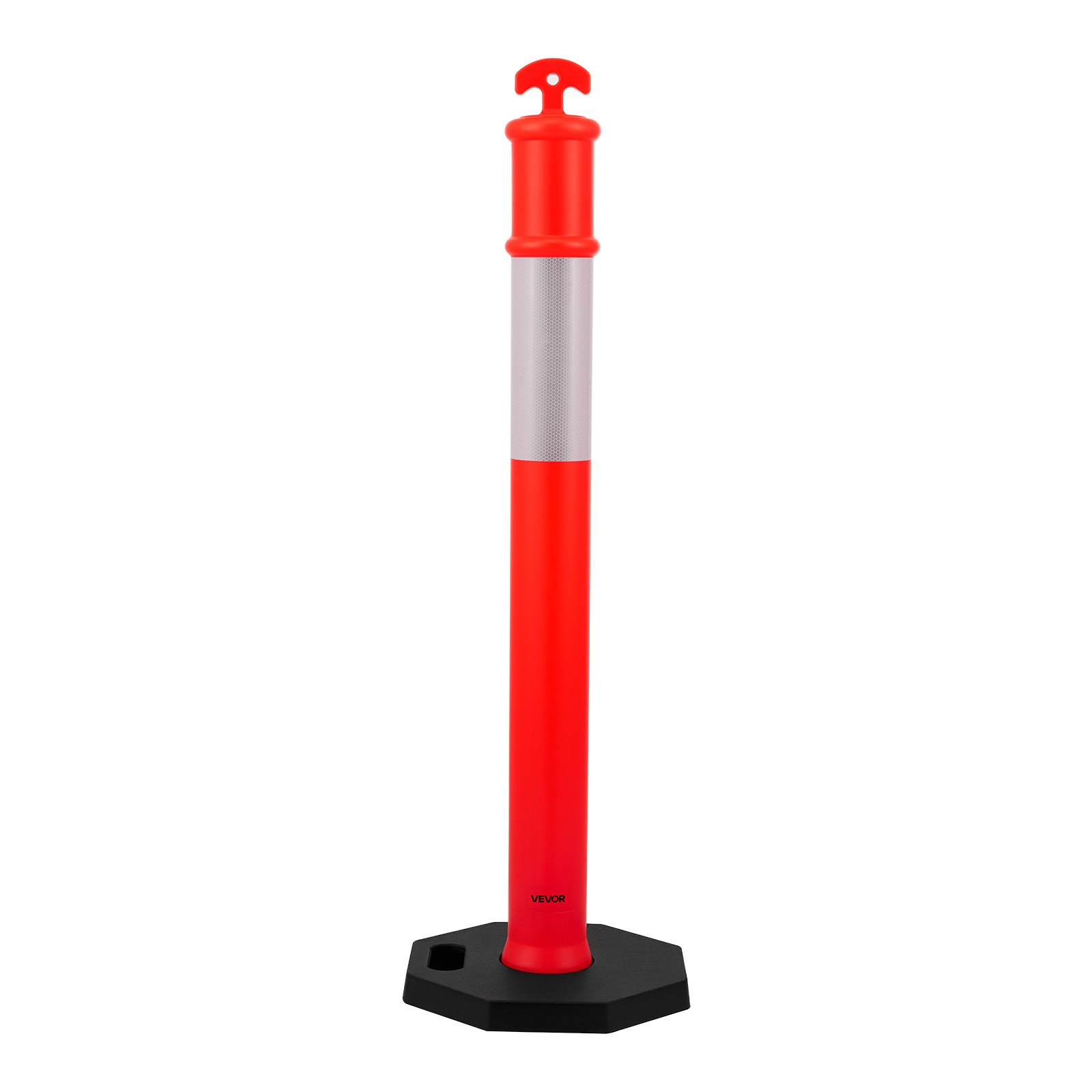VEVOR Postes de Tráfico 3 Piezas Bolardo de Tráfico 1140 mm con Banda Reflectante y Base con Oeso 350 mm Postes de Barrera Resistentes para Aparcamiento, Estadios Deportivos, Lugares de Exhibición
