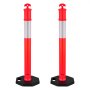 VEVOR Postes de Tráfico 2 Piezas Bolardo de Tráfico 1140 mm con Banda Reflectante y Base con Peso 350 mm Postes de Barrera Resistentes para Aparcamiento, Estadios Deportivos, Lugares de Exhibición