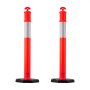 VEVOR Postes de Tráfico 2 Piezas Bolardo de Tráfico 1140 mm con Banda Reflectante y Base con Peso 350 mm Postes de Barrera Resistentes para Aparcamiento, Estadios Deportivos, Lugares de Exhibición