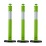 VEVOR Postes de Tráfico 3 Piezas Bolardo de Tráfico 1140 mm con Banda Reflectante y Base con Peso Postes de Barrera Resistentes para Aparcamiento, Estadios Deportivos, Lugares de Exhibición, Verde