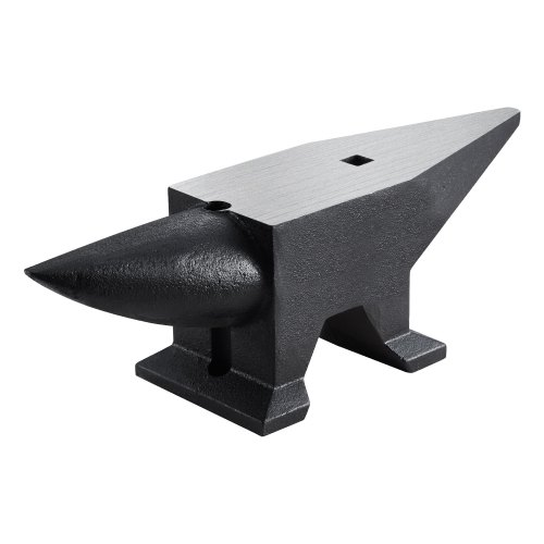 VEVOR Yunque de Acero 50kg Yunque de Cuerno con 2 Agujeros Redondo y Cuadrado 55HRC Yunque de Doble Cuerno Cuerno de Yunque Base de 230 x 166 mm Yunque de Trabajo Yunque de Cuerno para Hacer Joyas