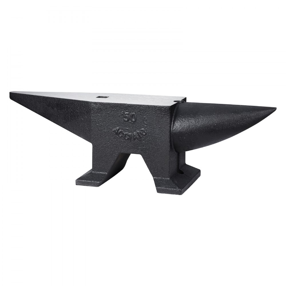 VEVOR Yunque de Acero 50kg Yunque de Cuerno con 2 Agujeros Redondo y Cuadrado 55HRC Yunque de Doble Cuerno Cuerno de Yunque Base de 230 x 166 mm Yunque de Trabajo Yunque de Cuerno para Hacer Joyas
