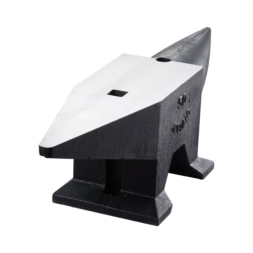VEVOR Yunque de Acero 50kg Yunque de Cuerno con 2 Agujeros Redondo y Cuadrado 55HRC Yunque de Doble Cuerno Cuerno de Yunque Base de 230 x 166 mm Yunque de Trabajo Yunque de Cuerno para Hacer Joyas