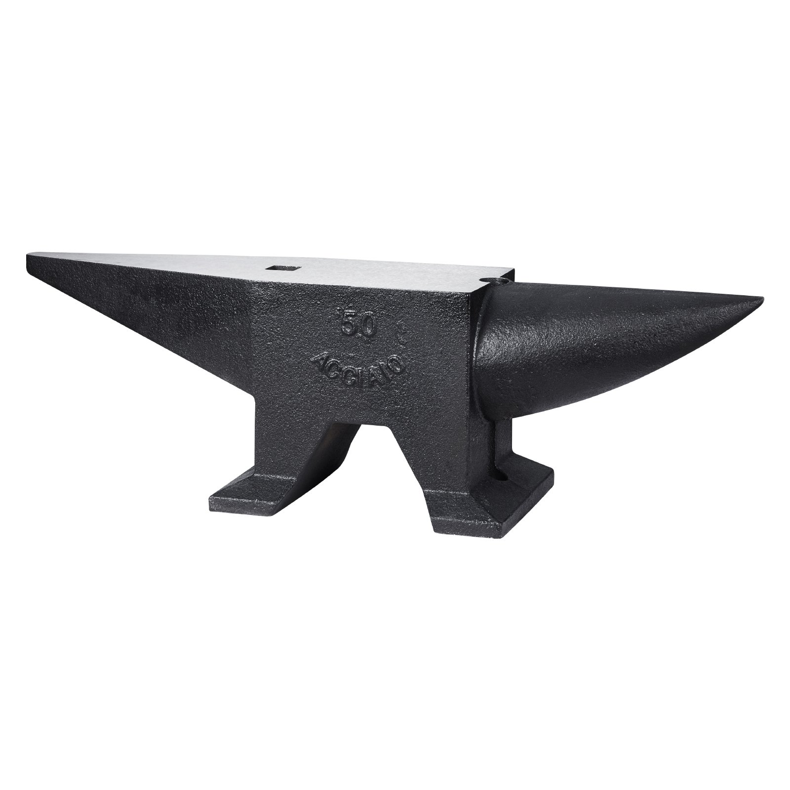 VEVOR Yunque de Acero 50kg Yunque de Cuerno con 2 Agujeros Redondo y Cuadrado 55HRC Yunque de Doble Cuerno Cuerno de Yunque Base de 230 x 166 mm Yunque de Trabajo Yunque de Cuerno para Hacer Joyas