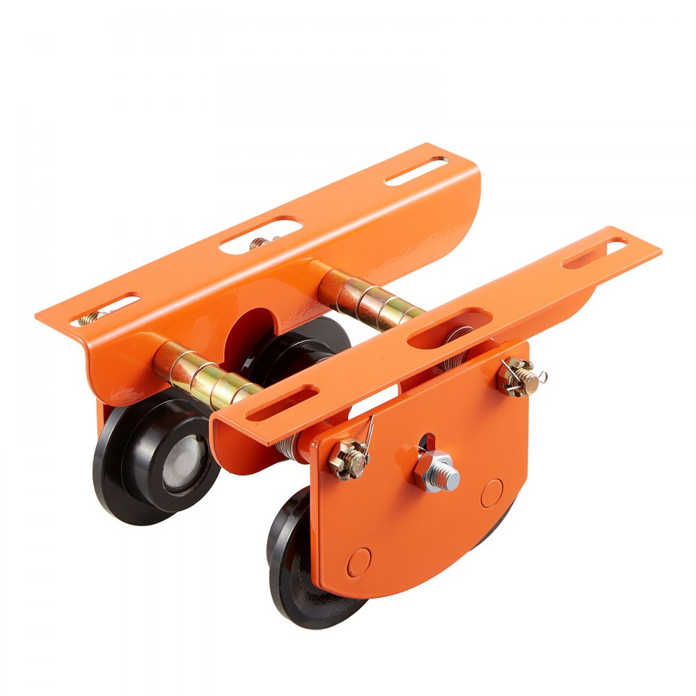 VEVOR Carro Manual para Polipasto Eléctrico PA200 a PA500 Carga 499 kg, Ancho Ajustable 68 a 110 mm, Ruedas Dobles de Acero para Vigas en I Rectas y Curvas para Polipasto, Taller, Garaje y Almacén