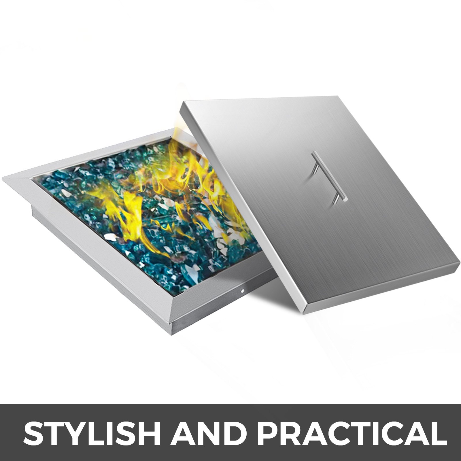 Tapa De Acero Inoxidable Para Braseros 21”x 21” Uso Doméstico Poroctector Plata