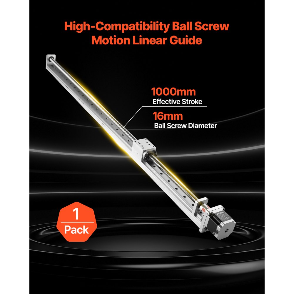 VEVOR Guía Lineal Carrera de 1000 mm, Actuador de Etapa de Guía Lineal CNC con Movimiento de Husillo de Bolas, Motor Paso a Paso NEMA 23 Motorizado, para Máquina de Grabado, Fresadora, Impresora 3D