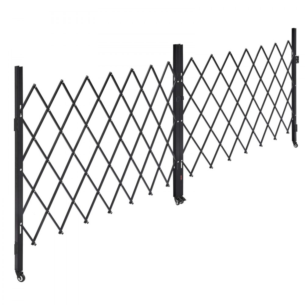VEVOR Puerta de Seguridad Plegable Doble, Puerta Retráctil de Tijera de Acero 3300 x 1605 mm con Cerradura y Ruedas Giratorias de 360° para Seguridad de Entrada, Garaje, Almacén y Piscina, Negro