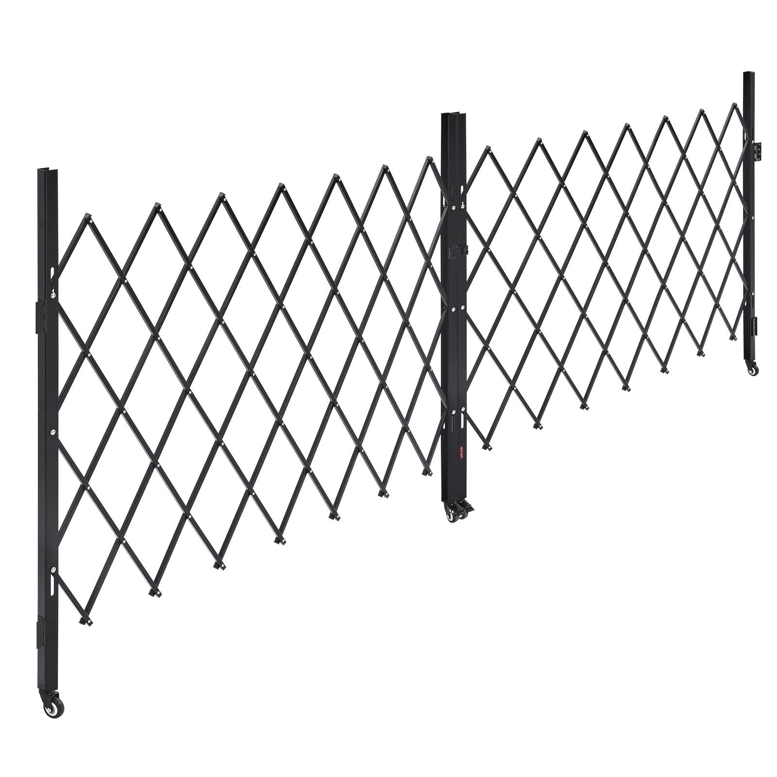 VEVOR Puerta de Seguridad Plegable Doble, Puerta Retráctil de Tijera de Acero 3300 x 1605 mm con Cerradura y Ruedas Giratorias de 360° para Seguridad de Entrada, Garaje, Almacén y Piscina, Negro