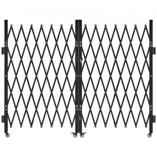 VEVOR Puerta de Seguridad Plegable Doble, Puerta Retráctil de Tijera de Acero 3700 x 1605 mm con Cerradura y Ruedas Giratorias de 360° para Seguridad de Entrada, Garaje, Almacén y Piscina, Negro