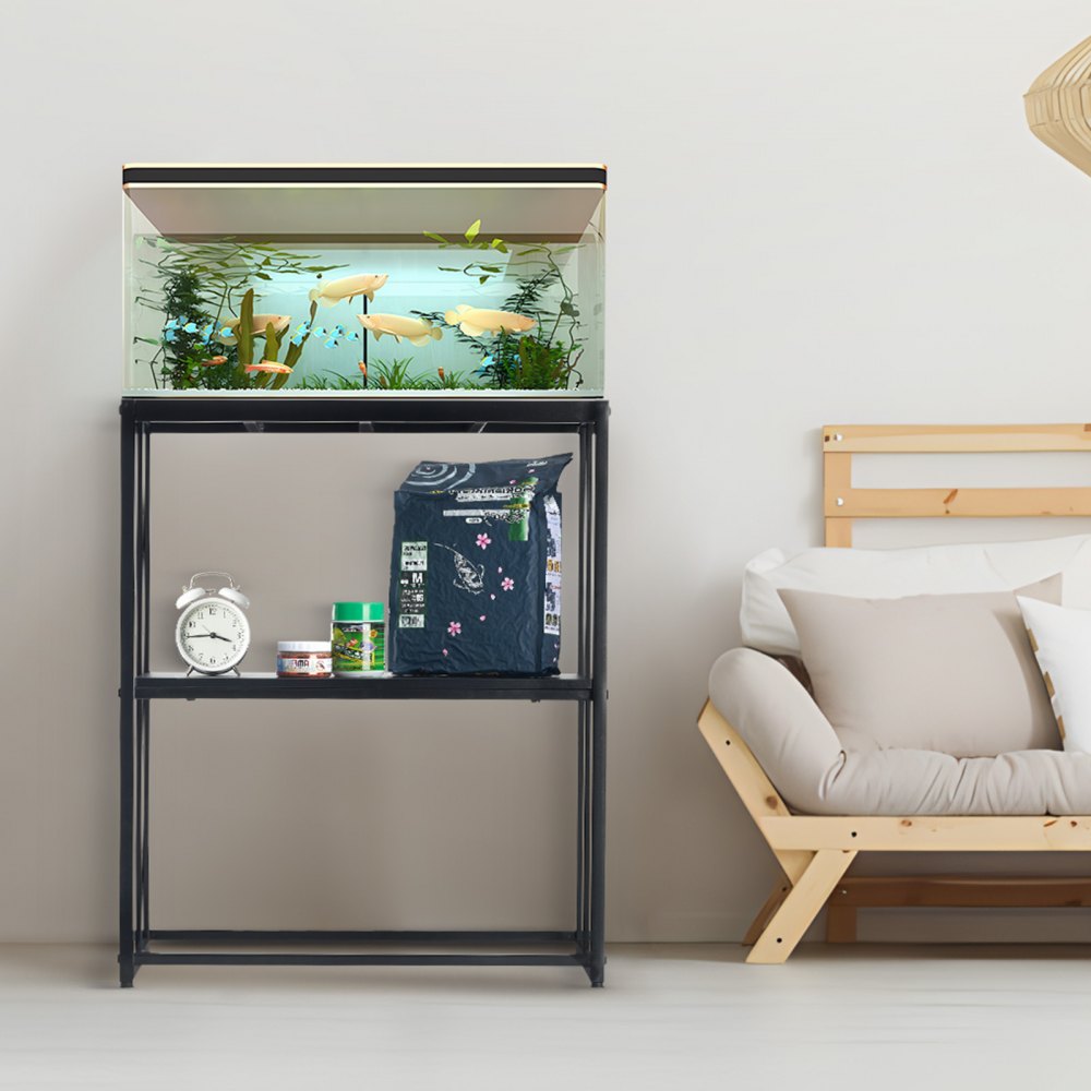 VEVOR Soporte para Acuario Carga de 76 kg Mueble para Acuario 63x33x76,2 cm Soporte para Tanque de Reptiles de Acero y MDF Robusto con Almacenamiento y Kit de Hardware para Salón, Oficina, Recepción