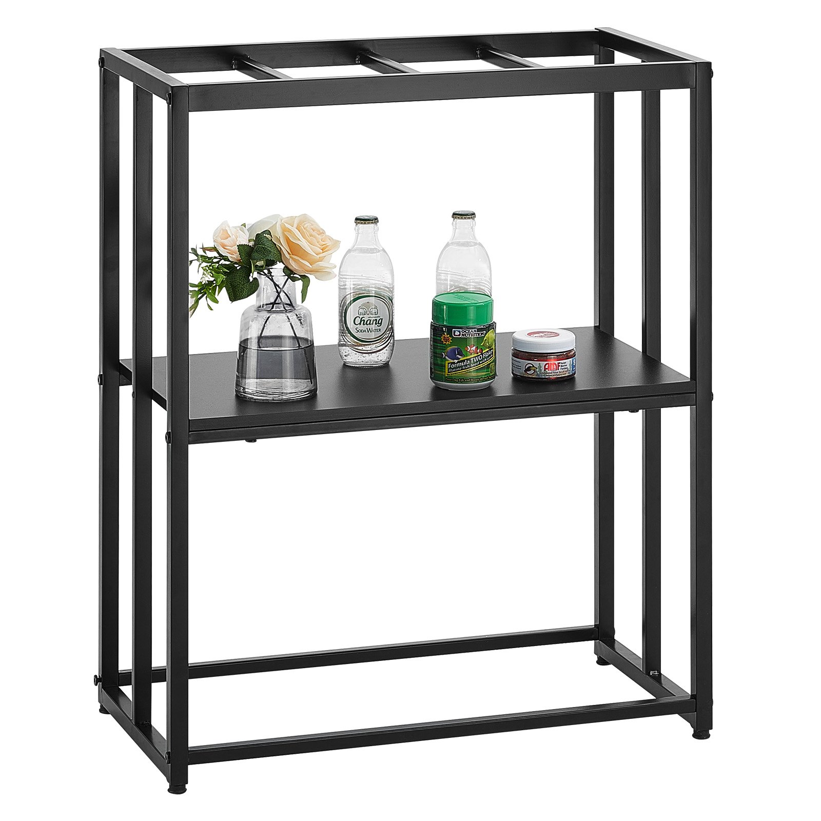 VEVOR Soporte para Acuario Carga de 76 kg Mueble para Acuario 63x33x76,2 cm Soporte para Tanque de Reptiles de Acero y MDF Robusto con Almacenamiento y Kit de Hardware para Salón, Oficina, Recepción