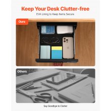 VEVOR Cajones Deslizables Debajo del Escritorio con Cerradura 33 cm para Oficina