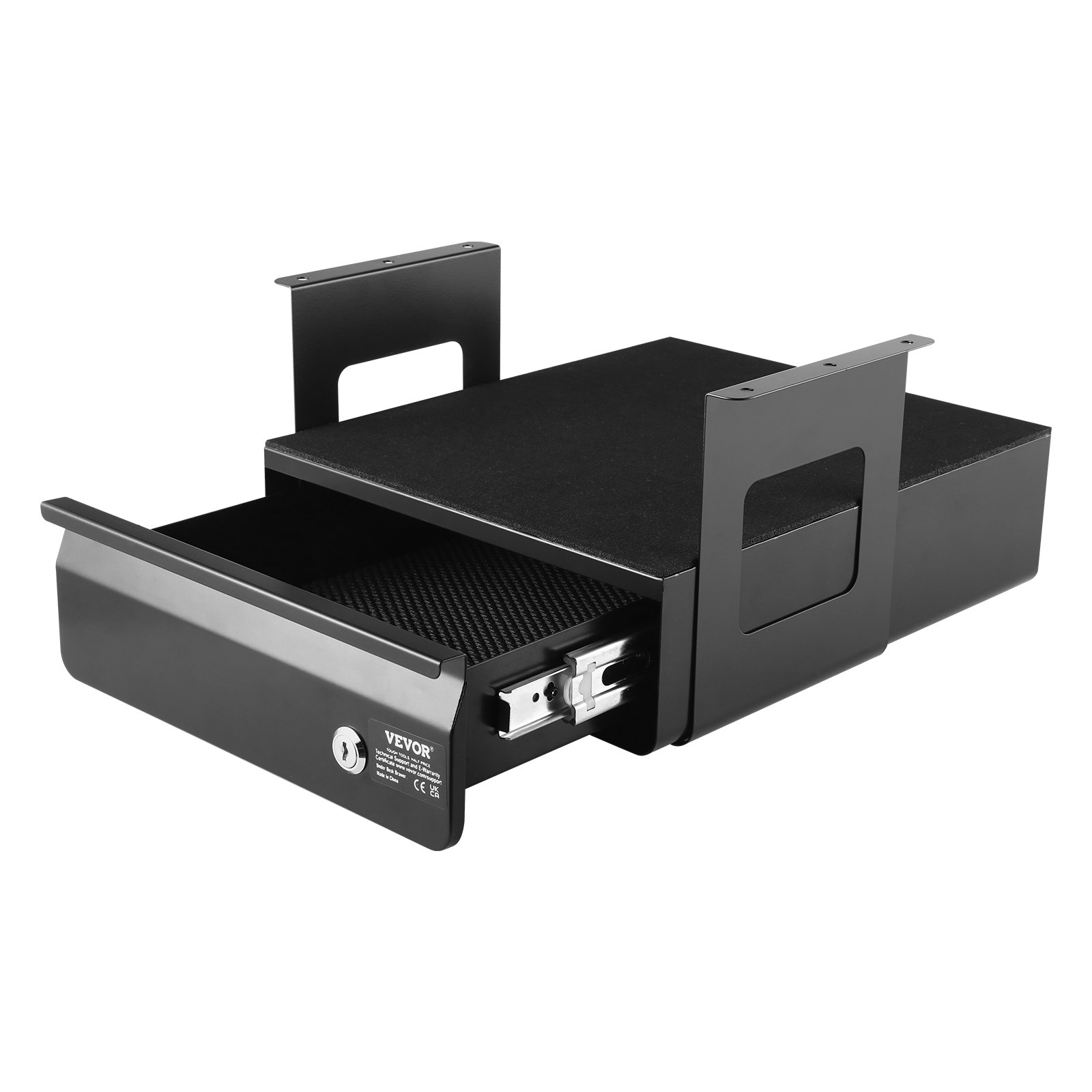 VEVOR Cajones Deslizables Debajo del Escritorio con Cerradura Cajón Extraíble Montado Debajo de Mesa Organizador de Almacenamiento Oculto de Escritorio con Cerradura para Oficina, 365 x 335 x 185 mm