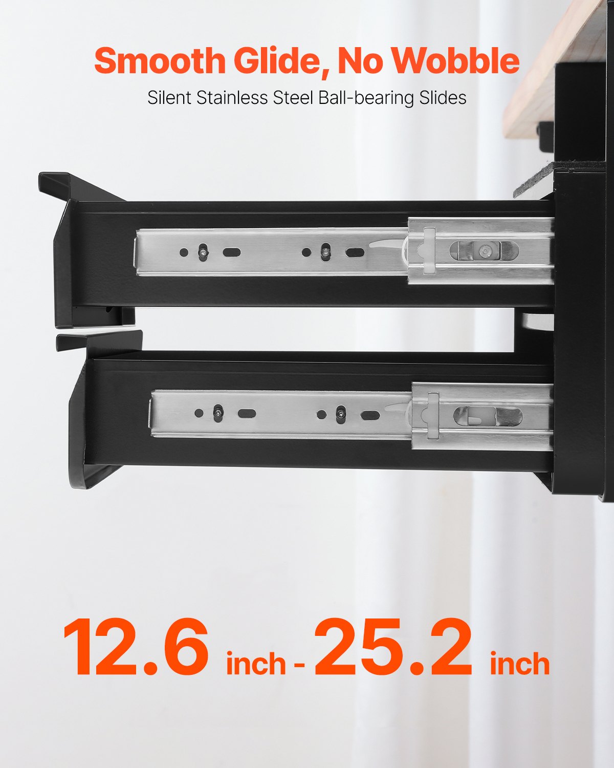 VEVOR Under-Desk Drawer 365x335x250 mm, Under-Desk Mounting, Hidden 2-Tier Storage Organizer, Lockable Pencil Drawer for Under-Desk Mounting for Sit-Stand Workstations