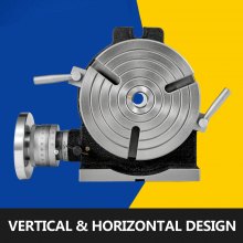 VEVOR Mesa de Trabajo Rotativa Horizontal y Vertical, 200 mm Mesa Giratoria para Fresadoras con 3 Ranuras, 105 y 40 mm Fresadora de Mesa de Trabajo Rotativa para Perforar, Fresar o Cortar en Taller
