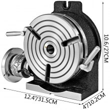 VEVOR Mesa de Trabajo Rotativa Horizontal y Vertical, 200 mm Mesa Giratoria para Fresadoras con 3 Ranuras, 105 y 40 mm Fresadora de Mesa de Trabajo Rotativa para Perforar, Fresar o Cortar en Taller