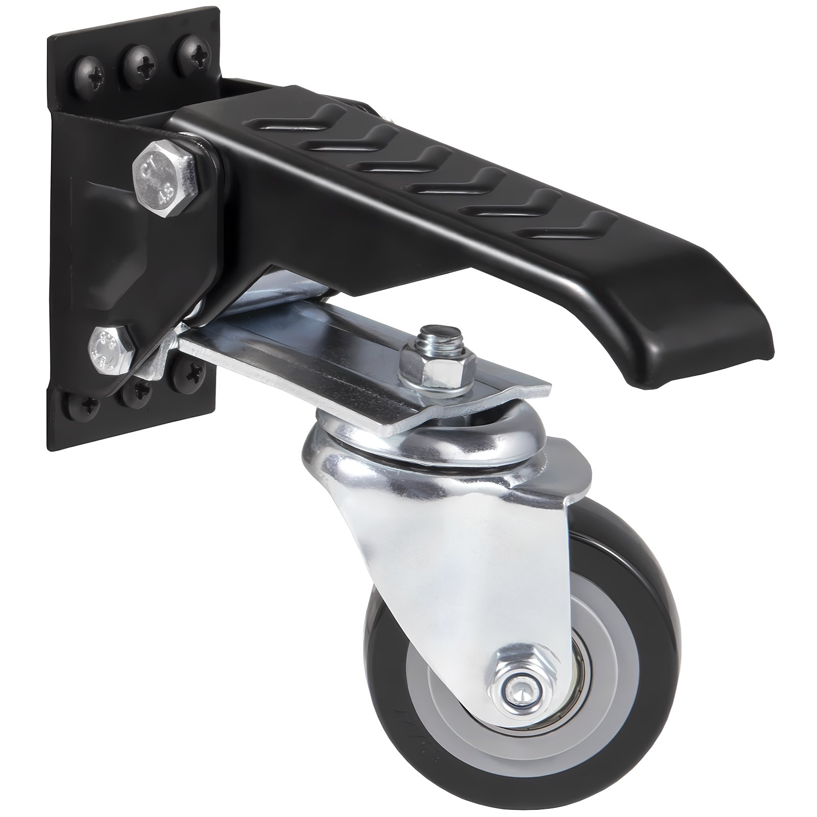 VEVOR Juego de 4 Ruedas para Banco de Trabajo Ruedas Giratorias Industriales 63,5mm Capacidad de Carga de 74,8 kg Ruedas Retráctiles Laterales Ajustables de 360° con Freno de Pie para Equipos de Mesas