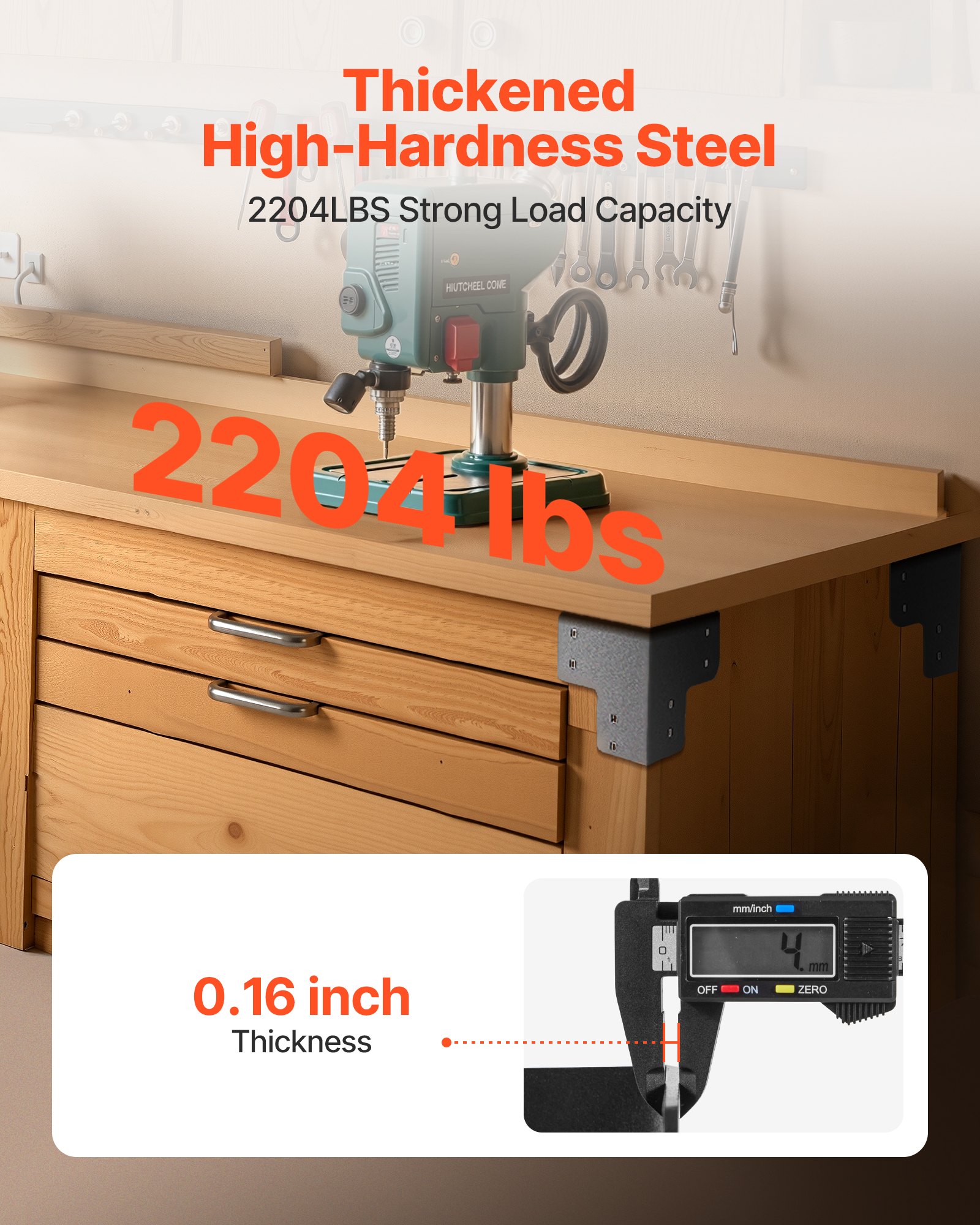 VEVOR 8-piece workbench bracket set, corner bracket set, load capacity 1000 kg, workbench corner bracket with screws, angle brackets for workbench top edge, desk and workshop table platform