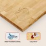 Tablero de mesa de madera VEVOR con revestimiento resistente al agua y característica de fácil limpieza, que muestra gotas de agua en la superficie.