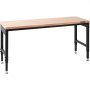 VEVOR Banco de Trabajo Ajustable Mesa de Trabajo Ajustable de 182,9 x 63,5 x 71,1-100,3 cm Capacidad de Carga de 1361 kg Banco de Trabajo con Enchufes y Tapa de Madera para Oficina, Hogar, Garaje