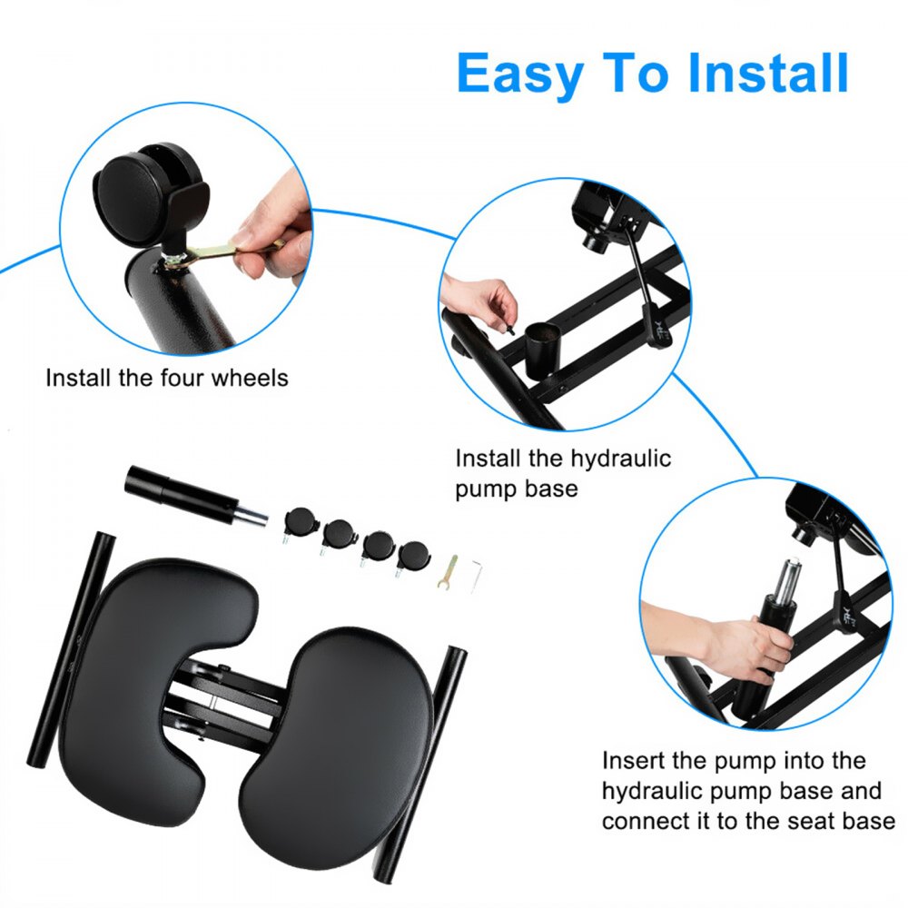 Mophorn Silla Ergonomica Rodillas, Sillas Ergonomicas Oficina, Sillas Ergonomicas para Ordenador, Silla Ergonómica para Rodillas, Taburete Ajustable de Altura para Arrodillarse, PVC Espuma Acero