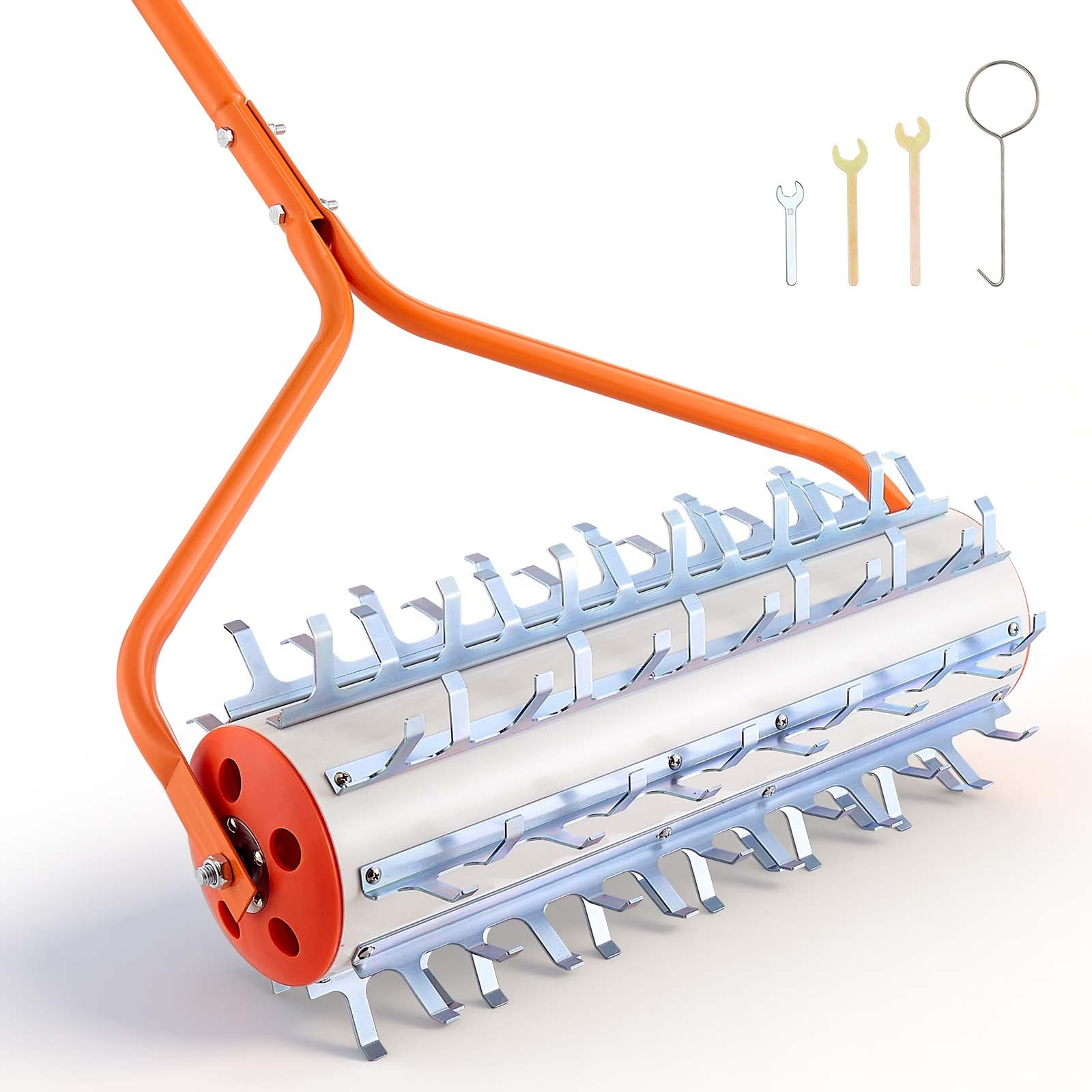 VEVOR Rodillo de Rastrillo de Estanque, Ancho de Trabajo 3,66 m, Eliminador de Malas Hierbas Acuáticas, 9 Cuchillas de Acero Galvanizado, Mango Extensible de Aluminio, Herramienta para Lago Estanque