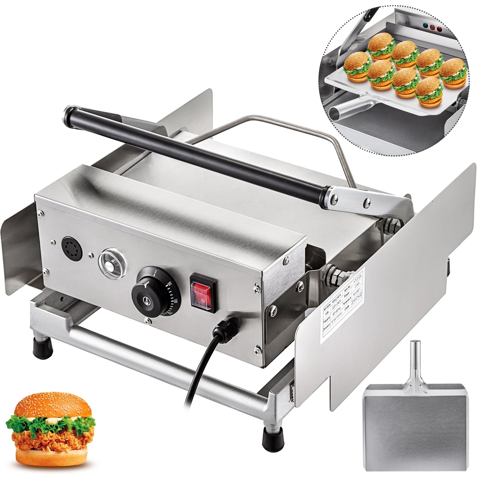 Tostador De Pan Y Hamburguesa Doble Placa, Máquina Para Hacer Hamburguesa 800 W