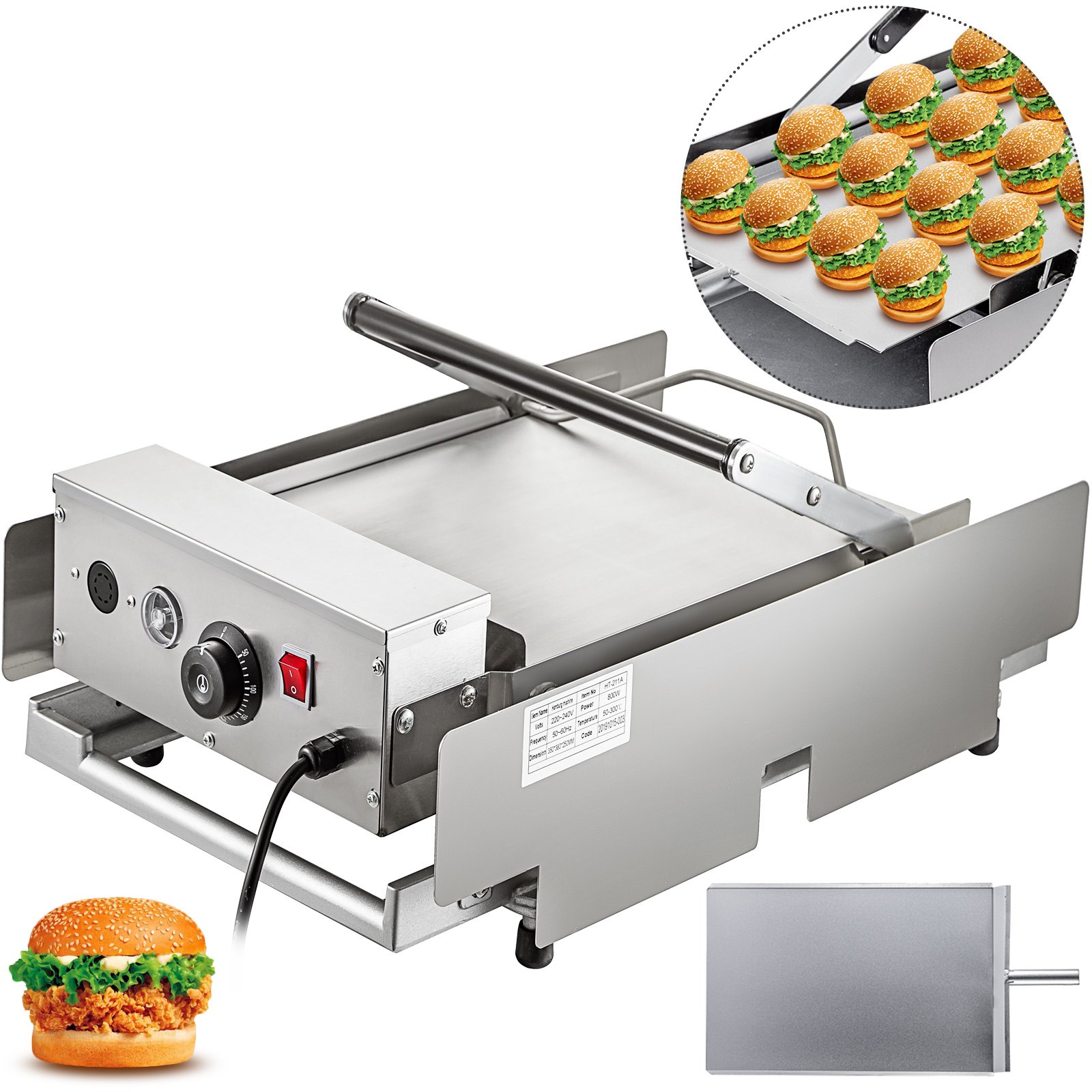Tostador De Pan De Hamburguesa 2200w Comercial De Doble Placa 12 Hamburguesas