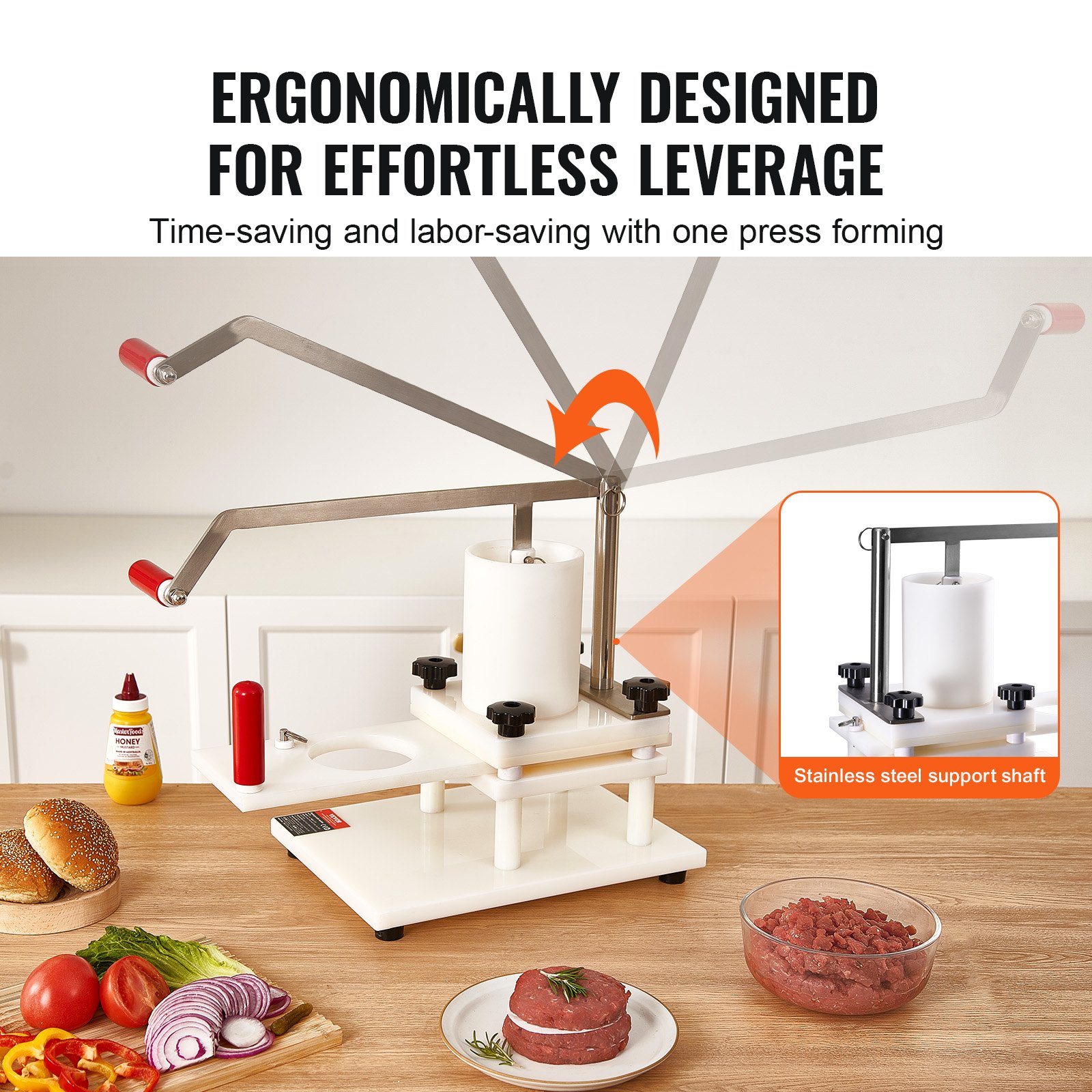 VEVOR Prensa de Hamburguesa 480x280x396mm Prensa de Hamburguesas Producir 8-9 Hamburguesas Prensa de Hamburguesa Máquina para Hacer Hamburguesas Adecuada para Cocinas Comerciales Restaurantes