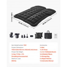 VEVOR Colchón Inflable de Coche a Acampar SUV MPV y Sedán 1750 x 1330 x 150 mm